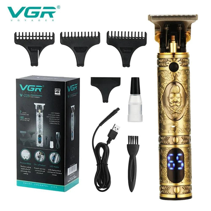 Maquina Trimmer Vgr V 228 Recargable Pantalla Led Barbería